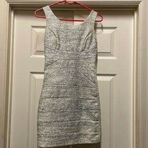 Fitted dress. White with silver glitter. Great fit.